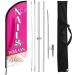 FSFLAG Nails Salon Feather Flag Sign  Nails Salon Swooper Flag Pole Kit and Ground Stake  Advertising Feather Banner Sign for Nails Salon Business 11 Ft (Pink)
