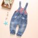 KIDSCOOL SPACE Baby & Little Boys/Girls Water Washed Ripped Soft Denim Overalls | Light Blue | 3-4 Years - Buy Online on GoSupps.com