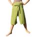 RaanPahMuang Thai Fisherman Shorts Men/Women, Loose Yoga, Pirate, Harem Pants, 100% Cotton, Unisex Kimono Pants X-Small-Small Acid Green