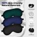 Silk Sleep Mask with Adjustable Strap - Blackout Eye Mask for Men & Women - Comfortable Blindfold for Night Sleep - Black/Blue/Dark Green - Buy Online on GoSupps.com