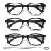 Hubeye 3 Pack Black Reading Glasses Blue Light Blocking Fashion TR90 Readers for Women Men Lightweight Eye Protector +1.5 3 Pack Black 1.5 Diopters