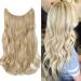 Hair part Extensions Hair extension 1 Tresse Hair Hair Dinner Wavy with Invisible Wire Ashblond Mix Bleach Blond Wavy-50 cm-90g