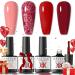RSTYLE UV Gel Nail Polish Set 4 Colours Shellac Set Glitter Red French Nail Polish Home and Nail Salon Manicure 6 ml Black