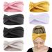Huachi Twisted Headbands for Women's Hair Non Slip Wide Head Bands Cute Elastic Bandana Workout Hair Accessories 6 Pack Chic Solid Color Headbands