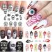 Halloween Nail Stickers - Day of The Dead Water Transfer Decals for DIY Nail Art | Skull Ghost Eye Spider Witch Horror Design | 25 Sheets for Halloween Party - Buy Online on GoSupps.com
