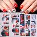 12 Sheets Nail Art Stickers Water Transfer Decals - Romantic Valentine Paris Eiffel Pattern Design - Trendy Marvel Lip Nail Wraps for Women and Girls Manicure - Buy Online on GoSupps.com