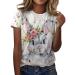 Bunny Shirts for Women Kawaii Happy Easter Day T-Shirt Short Sleeve Printed Blouses Round Neck Summer Tops X-Large White