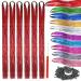 Red Tinsel Hair Extensions with Tools 6 Packs 1380 Strands 44 Inch Hair Extension Tinsel Kit for Women and Girls Sparkling Shiny Colorful Hair Extensions for Christmas and Parties (44 Inch red) 44 Inch red