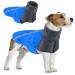 Slowton winter dog coat warm polar trap food dog outdoor jacket with turtleneck scarf reflecting stripes adjustable waterproof windproof outfits for small medium -sized dogs S blue