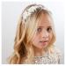 SWEETV Flower Girl Headpiece Ivory Tulle Flowers Wedding Headband for Girls  Princess Pearl Hair Accessories for Birthday Party  First Communion