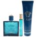 Versace Eros for Men 3 Pc Gift Set - 3.4oz EDP 0.3oz Travel Spray 5oz Shower Gel - Bold Long-lasting Fragrance