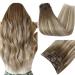 Easyouth Balayage Clip Hair Extensions Clip in Real Hair 16 Inch 70g 5Pcs Double Weft Clip in Extensions Balayage Brown to Blonde Clip in Human Hair Extensions Clip in 16" 2-5Pcs Clip #6/60/6