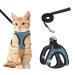 Lollanda cat dishes with a leash adjustable soft kitten vest with reflective stripe super small kitten cat dishes (s blue) s blue