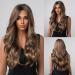 Brown Long Curly Synthetic Wig for Women - Wavy Hair with Dark Roots & Middle Part - International Shipping - Buy Online on GoSupps.com