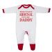'Born To Love Arsenal Just Like Daddy' Baby Boy Girl Sleepsuit Designed and Printed in the UK Using 100% Fine Combed Cotton 3-6 Months White/Red Trim