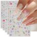9 Sheets Spring Flower Nail Art Stickers Self-Adhesive Colorful Floral Nail Stickers Decals DIY Nail Art Supplies Decals for Women Girls Nail Tips Design Decoration Accessories