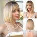 Esmee Short Straight Blonde Bob Wigs for Women With Fringe Shoulder Length Blonde Wig Synthetic Cosplay Wigs Blonde Ombre 12 Inch (Pack of 1)