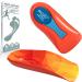 3/4 high support arch orthopedic insoles heel poron shock-damping insert relief plantar fasciitis flat feet midfoot pain heel pain men women EU 39-46 red pu+yellow fabric