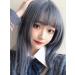 Buy BGHJUE Long Straight Ash Blue Wig for Women | Natural Full Head Clavicle Hair - International Shipping Available - Buy Online on GoSupps.com