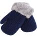 Cute Winter Thicken Knitted Magic Mittens with Fleece Lining for Toddlers | Anti-Lost String, Insulated Snow Gloves for Boys & Girls 1-4 Years - Dark Blue - Buy Online on GoSupps.com