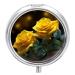 Round Pill Box Beautiful Yellow Roses Print 3 Compartment Medicine Pill Case Print Pill Organizer Decorative Metal Portable Pill Box Pocket Pill Box Style
