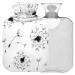 NAANLE hot water bottle with cover black and white dandelion Transparent hot water bottle 2l large hot hot water bottle for menstrual cramps pain relief handfoots heat and cold therapy