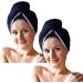 Homelevel 2x Terry Hair Turban with Button - Quick Drying 100% Cotton Head Towel - Dark Blue & Light Gray Hair Towels - 2 Pack for Effortless Styling - Buy Online on GoSupps.com