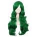MapofBeauty 28 inch/70 cm Side Parting Bangs Charming Women Long Curly Full Hair Wavy Wig (Grass Green)