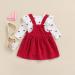 MoccyBabeLee Baby Girl Clothes Set | Long Sleeve Flower Bodysuit Romper & Corduroy Overall Dress | Infant Outfits 9-12 Months Red - Buy Online on GoSupps.com
