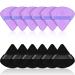 Powderary tassel triangle for face make-up puff for powder soft body cosmetics found sponge mineral powder wet dry make-up tools 12 pieces (black purple)