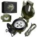 Compass military with clinometer aluminum alloy 110g ultralight march compass 3000 Gauss magnetic thickness of professional navigation compass waterproof waterproof for hunting hiking armile green