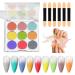Poudre scintillante pour ongles Finition miroir magique brillante ensemble de poudre Finition miroir magique brillante Art d grad de couleur arc-en- paillettes d coration d'ongles DIY pour CF01