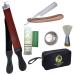 Straight Razor Shaving Gift Set with cow Hide Strop Shaving Brush Stainless steel Bowl Paste from Solingen Packed in a bag