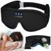 Sleep Mask with Bluetooth Earphones Sleep Headphones Bluetooth Blackout Wireless Eye Mask & Blindfold for Night's Sleep Travel Nap Office Cool Tech Gadgets for Women's Day Gift Headphones Bluetooth Wireless Ice Silk Lining - Black