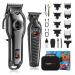 Professional Hair Clippers Set for Men Cordless Barber Kit Hair Cutting Kit USB Rechargeable Clippers and Trimmers Set with LED Display Gifts for Men (Black)