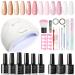 Maykawe Gel Nail Polishes Starter Kit with 48W Nail Lamp 6 Colors White Nude Pink Glitter Gel Nail Polish Set Base Top Coat Manicure Tools Gel Nail Kit for Beginners Nail Art Manucure DIY Starter kit 001