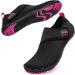 Racqua Unisex Slip-On Water Shoes - Quick Dry Barefoot Aqua Shoes for Beach, Pool, and Hiking - Size 8.5 Women/7.5 Men - Black/Rose - Buy Online on GoSupps.com