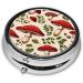 Red Mushrooms Mini Round Pill Box | 3 Compartment Travel Organizer | Portable Medicine Case for Home & Office - Buy Online on GoSupps.com