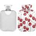 Naanle 2L Transparent Hot Water Bottle with Cover - Large Cherry Berries Design for Bed Hand and Feet Warmer | Pain Relief & Heat Therapy - Buy Online on GoSupps.com