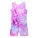 Leotards for Girls Gymnastics with Shorts Butterfly Unicorn Mermaid Dance Unitards Biketards Hotpink Black E Starry 130(6-7 years old)
