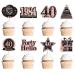Rngmsi 40th Birthday Cupcake Topper - 40PCS 40th Birthday Decorations Women Rose Gold Cupcake Topper for 1984 40th Birthday Party Decorations Glitter 40th Birthday Party Cupcake Toppers Decor Supplies Rose Gold 40th