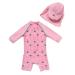 Bonverano Baby Girls UPF 50+ Sunsuit with Sun Cap - Pink Coconut (3-6 Months) - Buy Online on GoSupps.com