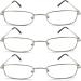Classic Rectangular Metal Reading Glasses 3-Pack for Men & Women - Multi-Colored Silver 2.25x - International Shipping Available - Buy Online on GoSupps.com