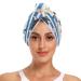 Cats Blue White Striped Hair Towel 2 Pack Super Absorbent Hair Drying Towel Quick Dry Hair Turbans Head Towel with Button Twisty Wrap for Women Girls