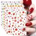 JMEOWIO 12 Sheets Fruit Nail Art Stickers Decals Self-Adhesive Strawberry Watermelon Lemon Nail Supplies Nail Art Design Decoration Accessories