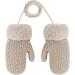 Kids Winter Warm Plush Knitted Gloves with String - Beige | Ages 1-3 - Buy Online on GoSupps.com