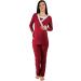 Maternity Nursing Pyjamas Set with Lace - Wine Red XL, Long Sleeve Sleepwear for Pregnancy and Breastfeeding - Buy Online on GoSupps.com