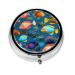 Submarine Reef Fishround Pill Box 3 Compartments Round Pill Box Organizer for Purse Or Pocket Portable Travel Pill Box