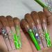 VOTACOS Press on Nails Long Coffin Fake Nails Nude False Nails with Gem Snake Design Glossy Stick on Nails for Women 655 D8 Gem Snake