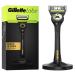 Gillette Labs Men's Razor + 1 Razor Blade Refill, with Exfoliating Bar, Includes Premium Magnetic Stand, Black & Gold Edition Razor - Black & Gold Edition